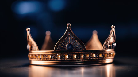 Ornate golden crown on dark backgroundの素材