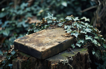 Weathered wooden block in forestの素材