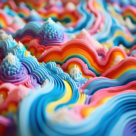 Vibrant abstract rainbow wavesの素材