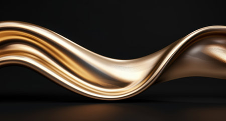 abstract golden waves on black backgroundの素材