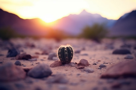 Cactus in the desert at sunsetの素材