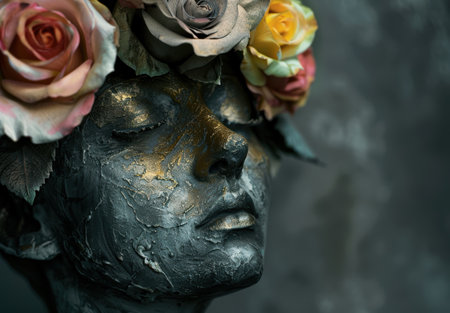 Artistic portrait with flowersの素材