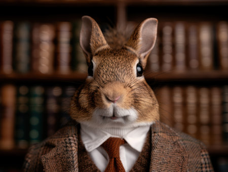 Dapper rabbit in a suit and tieの素材