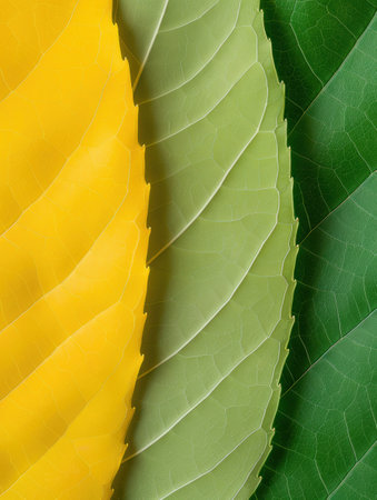 Vibrant leaf textures in contrasting colorsの素材