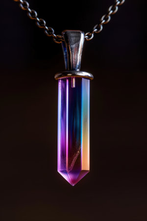 Colorful crystal pendant on chain necklaceの素材