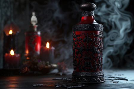 Mystical candle and smoke in dark settingの素材