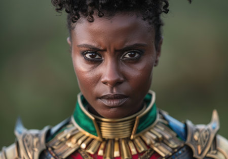 Powerful african woman with intense expressionの素材
