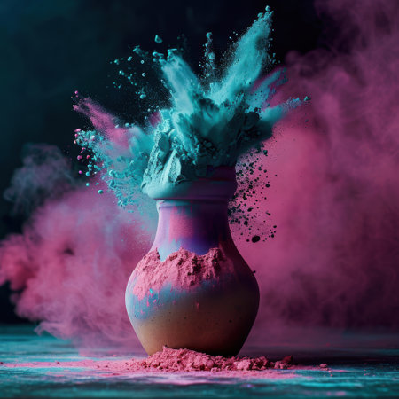 Colorful Powder Explosion in Ceramic Vaseの素材
