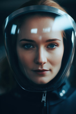 Astronaut with intense blue eyesの素材