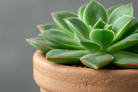 Closeup of a succulent plant in a ceramic potの素材