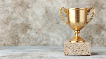 golden trophy on a marble backgroundの素材