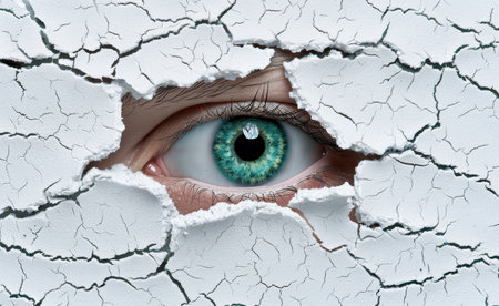 Cracked eye with green irisの素材