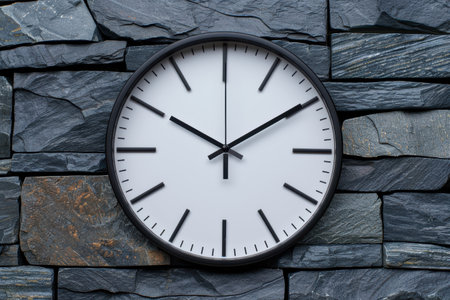 modern wall clock on slate backgroundの素材