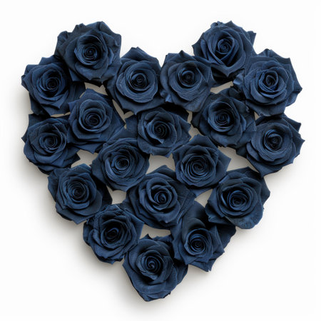heart shaped arrangement of dark blue rosesの素材