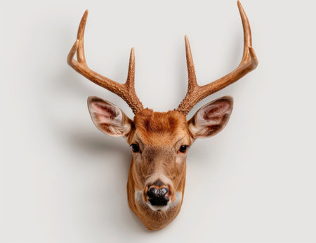 close-up portrait of a deer with large antlersの素材