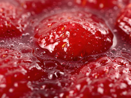close-up of a juicy red strawberryの素材