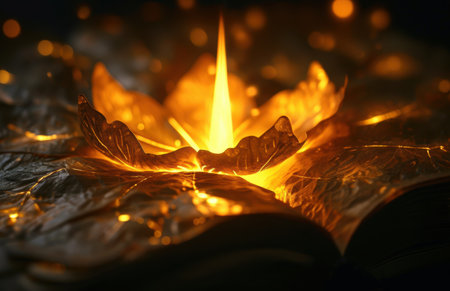 Glowing autumn leaves on fireの素材