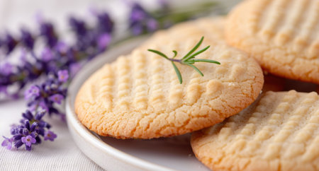 Homemade biscuits with fresh lavenderの素材