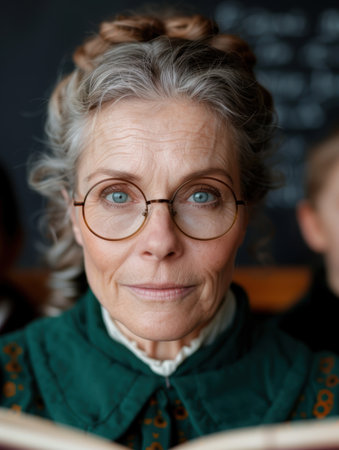 Thoughtful senior woman with glassesの素材