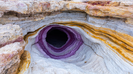 Colorful rock formation in natural caveの素材
