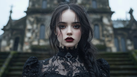 dark gothic portrait of a mysterious womanの素材