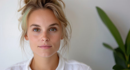 Thoughtful woman with blonde hairの素材