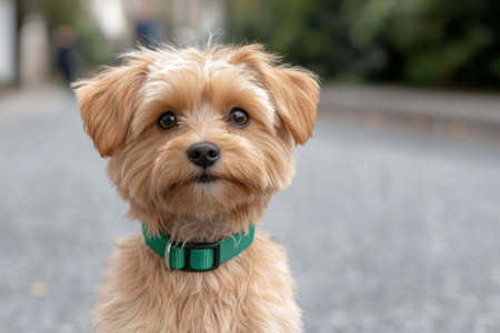 Adorable fluffy dog with big eyesの素材
