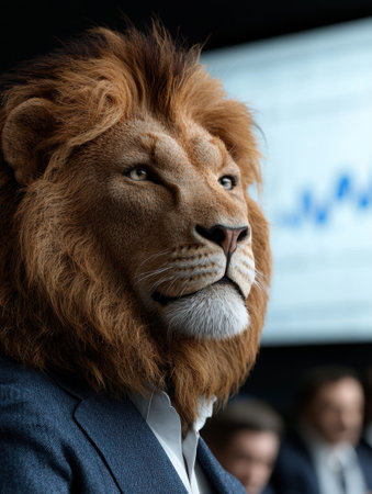 Majestic lion in business attireの素材