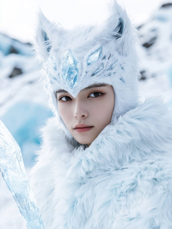 winter spirit in icy costumeの素材