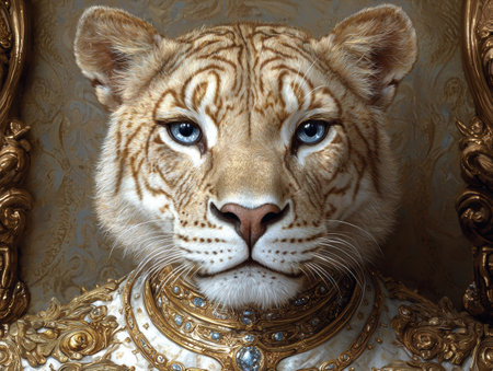 majestic tiger with piercing blue eyesの素材