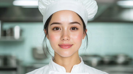 portrait of a professional chef in a kitchenの素材