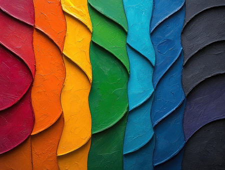 Vibrant abstract oil painting with rainbow colorsの素材