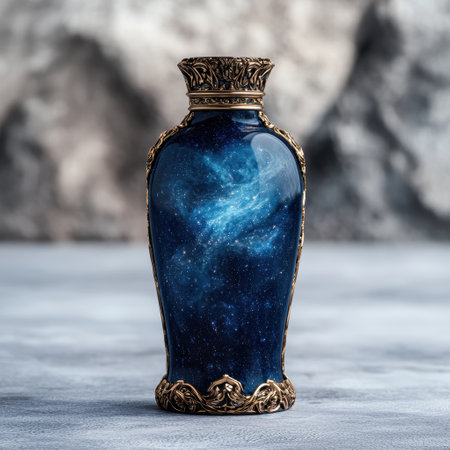 Ornate glass bottle with galaxy designの素材