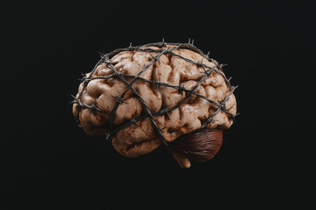 Barbed wire wrapped around human brainの素材
