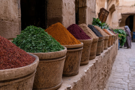 Vibrant spice market displayの素材