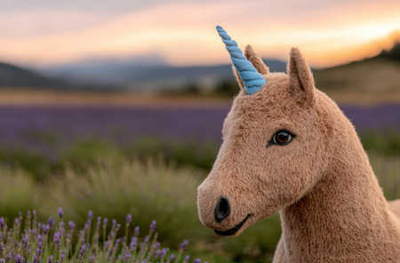 Whimsical unicorn in a magical fieldの素材