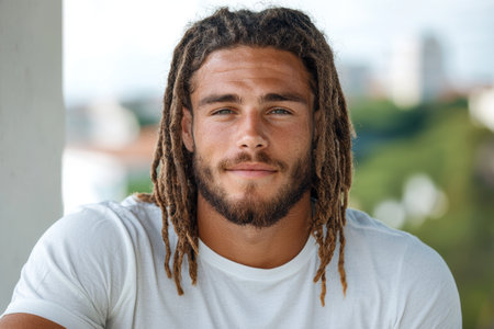 portrait of a young man with dreadlocksの素材