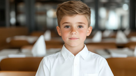 portrait of a young boy with frecklesの素材