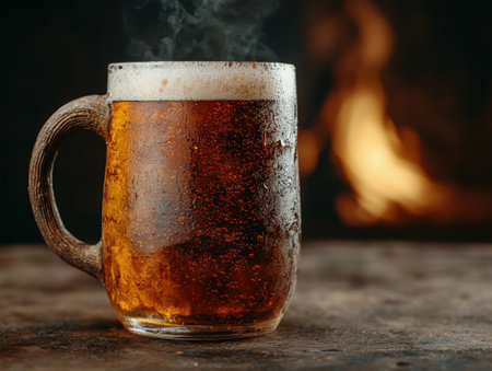 Refreshing cold beer in a glass mugの素材