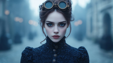 mysterious woman in steampunk gogglesの素材