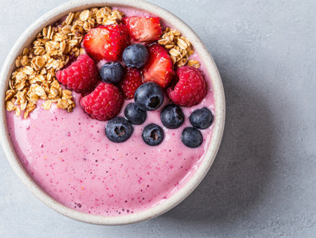 healthy berry smoothie bowl with granolaの素材