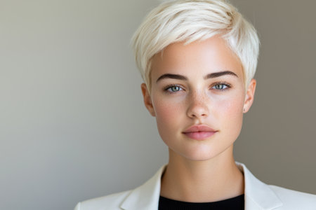 Elegant woman with short blonde hairの素材