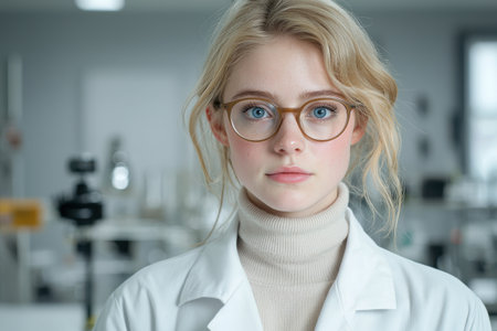 Thoughtful young woman in glassesの素材