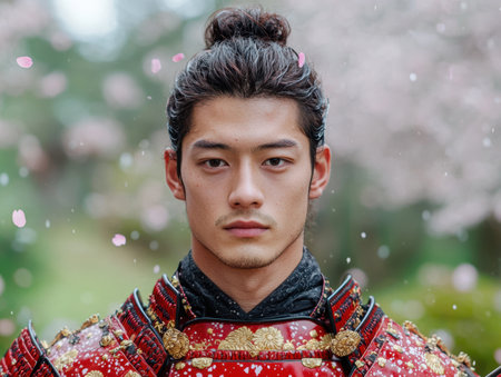 asian man in traditional japanese clothingの素材