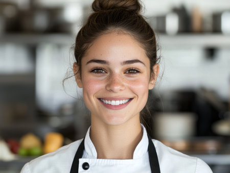 smiling chef in kitchenの素材