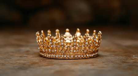 Ornate golden crown with sparkling diamondsの素材