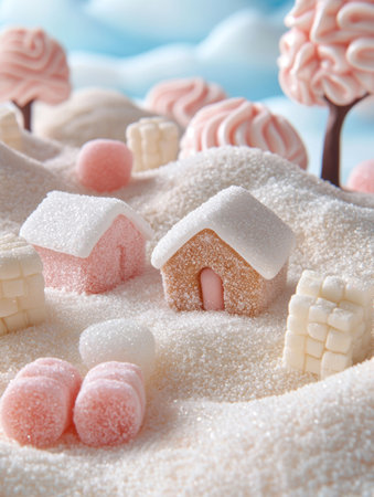 Assortment of colorful candy and sweetsの素材