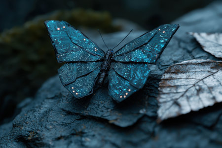 Futuristic butterfly with circuit board wingsの素材