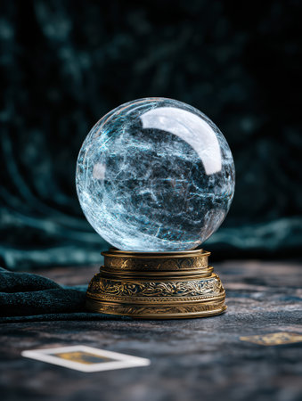 Mystical crystal ball on ornate standの素材