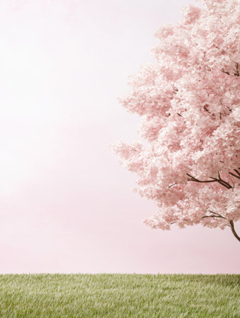 Blooming cherry blossom tree in spring landscapeの素材